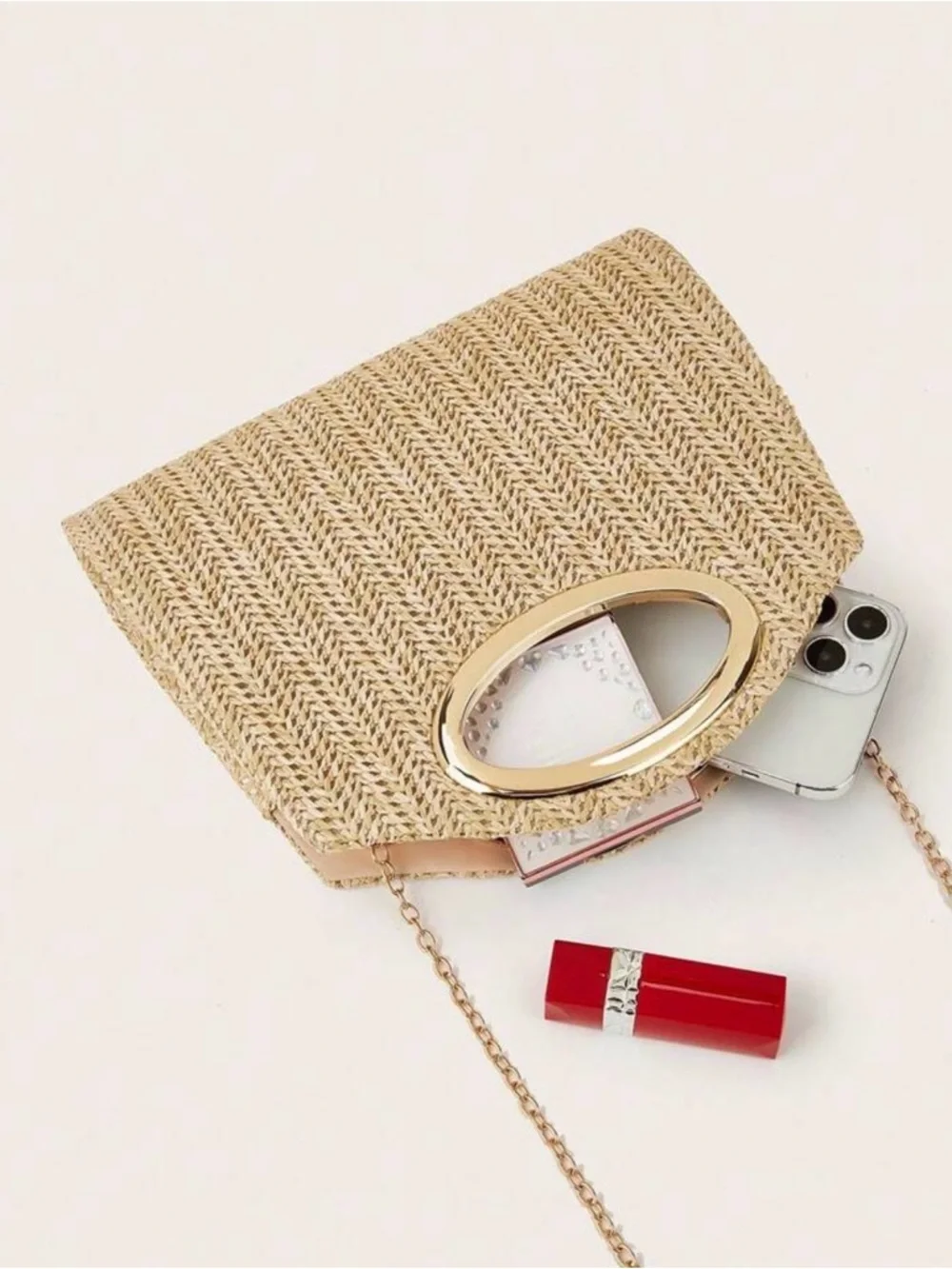 NEW Clutch Handbag with Gold Handle and Chain Strap - Picture 8 of 9
